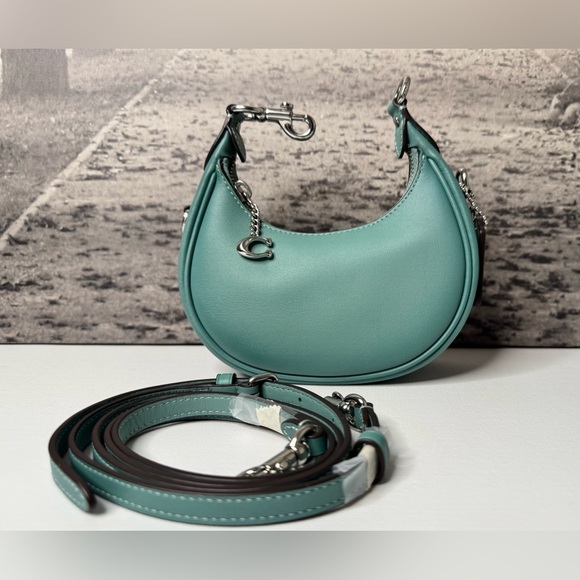 New Coach Jonie Mini Bag in Glovetanned Leather Aquamarine / Silver CR508 - Picture 2 of 15